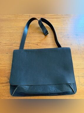 Handmade Artisan Black Leather Flap Shoulder Bag